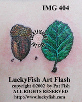 Oak Acorn and Leaf Tattoo Design 1