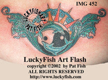 Yin Yang Sun Tattoo with Wave Splashy Design