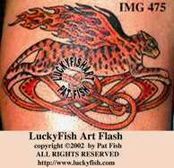 Flame-winged Cat Tattoo Design 1