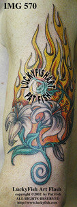 Flaming Lilies Tattoo Design 1