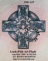 Claddagh Ring Cross Celtic Tattoo Design 1
