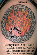 Flaming Love Knot Celtic Tattoo Design 1