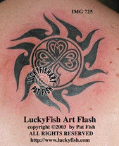 Techno Pagan Shamrock Sun Tribal Celtic Tattoo Design 1