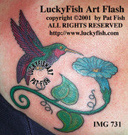 Hummingbird Flower Tattoo with Morning Glory Design