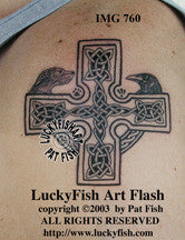 Wolfhound Crow Warrior Cross Celtic Tattoo Design 1