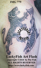 Celtic Lion & Salmon Tattoo Design 1