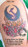 Phoenix on Flaming Pyre Celtic Tattoo Design