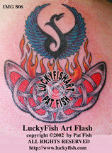Black Flame Phoenix Tribal Tattoo Design — LuckyFish, Inc. and