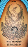 Phoenix on Pyre Celtic Tattoo Design 