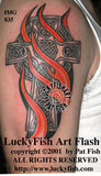 Flaming Cross Celtic Tattoo Design 1
