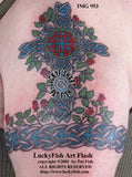 Rose Vine Cross Celtic Tattoo Design 2