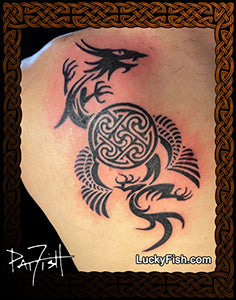 Tribal Dragon Tattoo Design with Celtic Knot